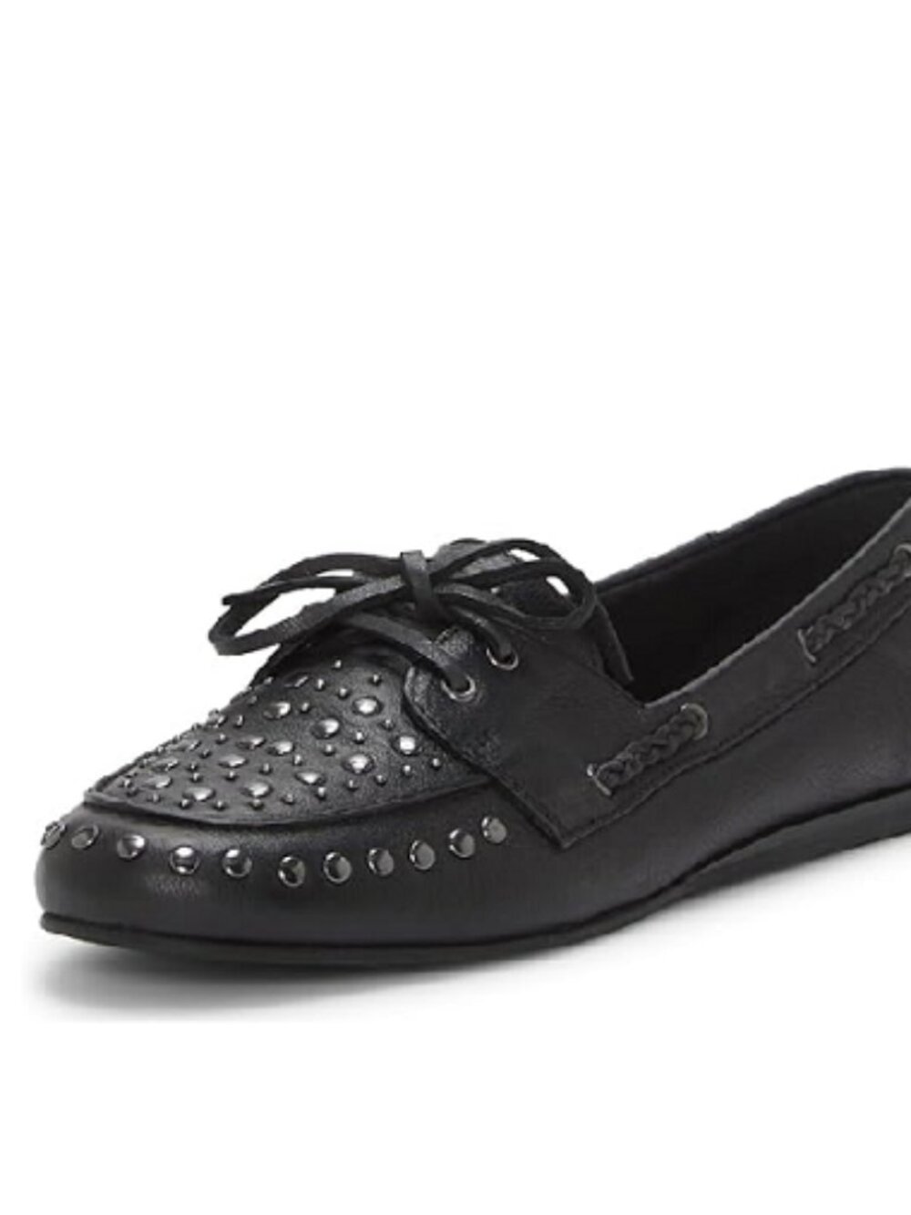 Lucky Brand Womens Studded Black Leather Timini Slip On Boat Shoes Size 7 NWOB
